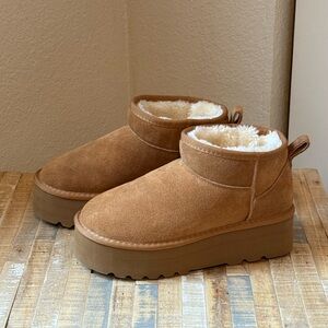 Warm Tan Suede Ankle Boots
